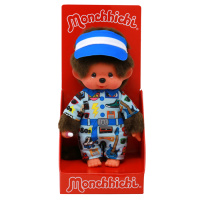 Monchhichi Pl&uuml;schfigur Junge 80er Jahre Outfit blau/ braun